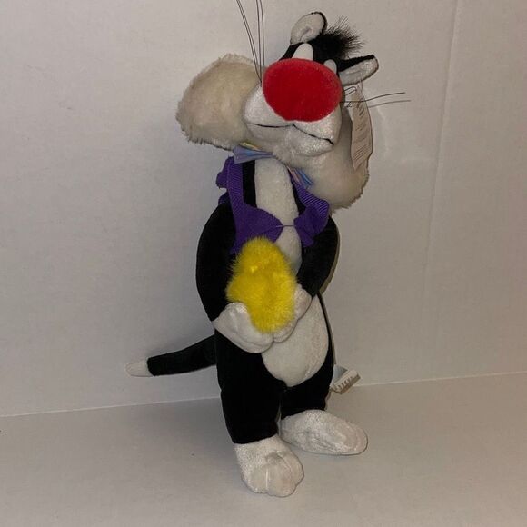 Vintage Looney Tunes 13” Slyvester the Cat Plush holding a baby chick NWT - Picture 5 of 12